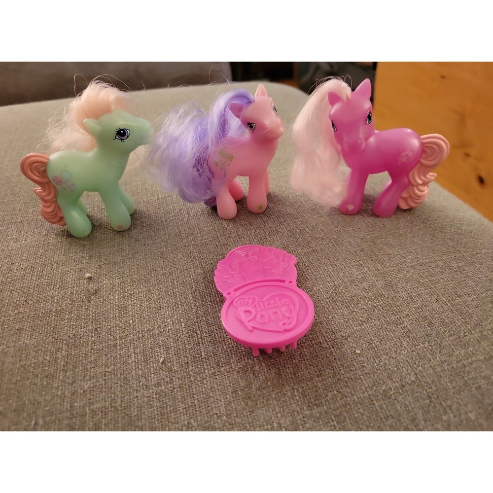 3 My Little Pony 2008 G3 Hasbro McDonalds Minty, Serendipity, Wysteria, comb